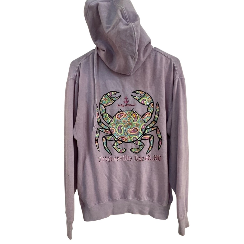 US Vintage Graphic Crab‎ Hoodie Wrightsville NC Light Purple
